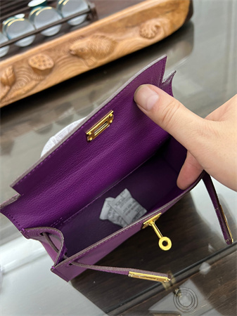 Kelly Mini II Bag Epsom Leather Gold/Silver hardware In Anemone Color