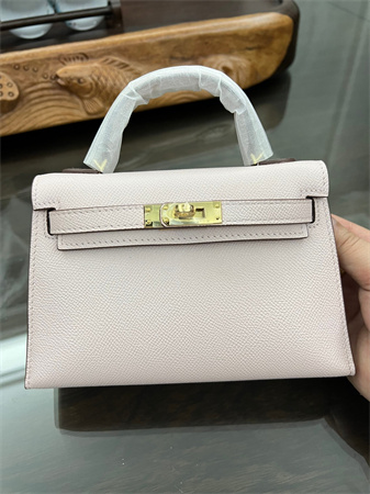 Kelly Mini II Bag Epsom Leather Gold/Silver hardware In Mauve Pale Color