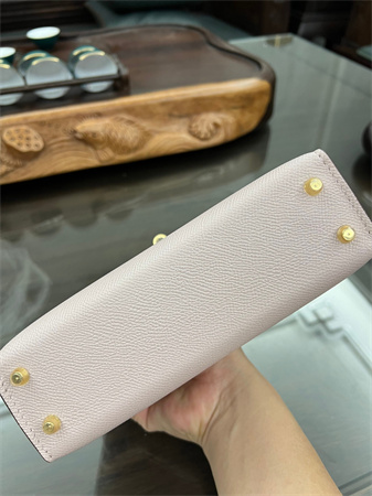 Kelly Mini II Bag Epsom Leather Gold/Silver hardware In Mauve Pale Color