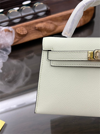 Kelly Mini II Bag Epsom Leather Gold/Silver hardware In Vert Fizz Color