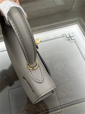 Kelly Mini II Bag Epsom Leather Gold/Silver hardware In Etain Color