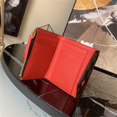 L.V Victorine Wallet Damier Ebene Inside Red N41659