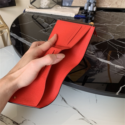 L.V Victorine Wallet Damier Ebene Inside Red N41659