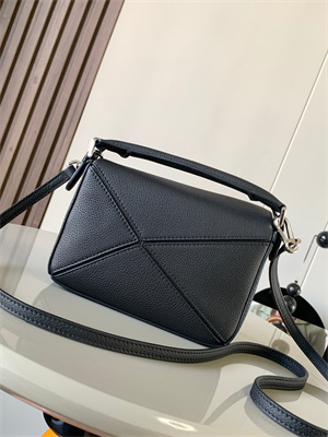 Loewe Mini Puzzle Bag In Soft Grained Calfskin Black