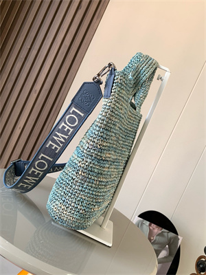 Loewe Mini Slit bag in raffia and calfskin