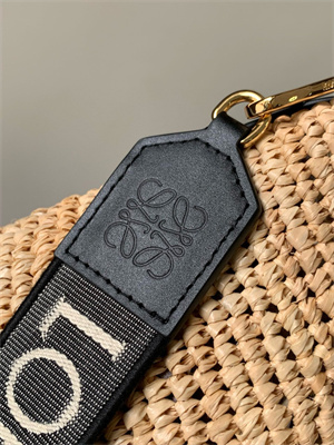 Loewe Mini Slit bag in raffia and calfskin