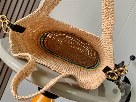 Loewe Mini Slit bag in raffia and calfskin