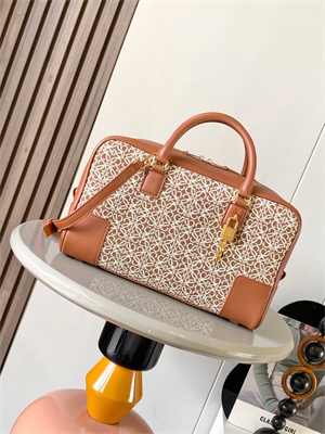Loewe Amazona 28 Bag In Anagram Jacquard and Calfskin Brown