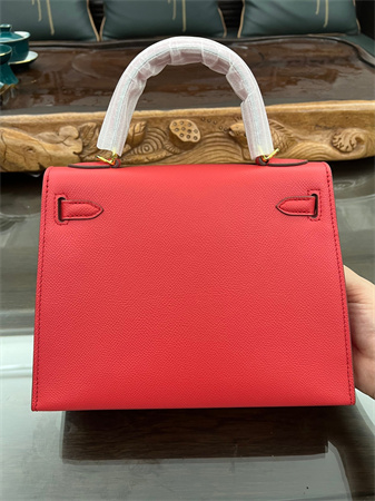Kelly Sellier Bag Epsom Leather 25/28CM Gold/Silver Hardware In Red Color