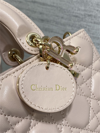 CD Small Lady D-Joy Bag Cannage Lambskin Enamel Gold Tone Metal Pink