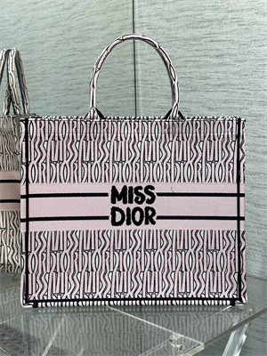 CD Miss Dior Large Book Tote Allover Emb Pale Pink