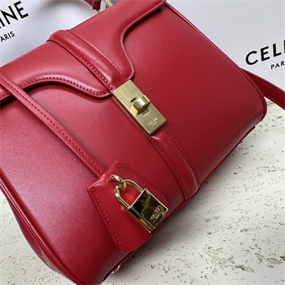 Celine Small 16 Bag In Satined Calfskin Red