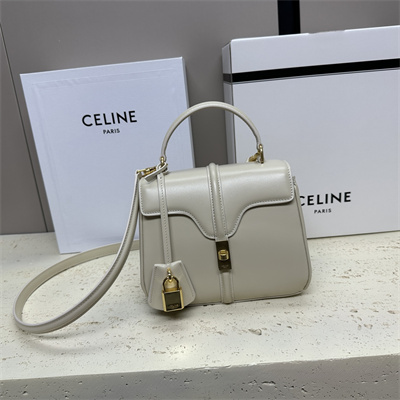 Celine Mini 16 Bag In Satined Calfskin Grey