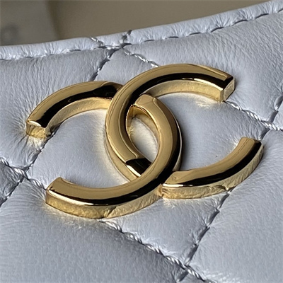 Chanel Hobo Bag Lambskin Gold Tone Metal Blue AS3786