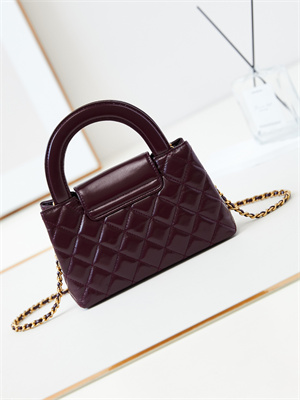 Cha.nel Mini Shopping Bag Kelly Bag Shiny Aged Calfskin Gold-Tone Metal Burgundy AS4416