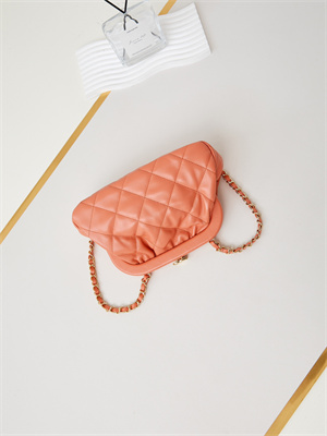 Cha.nel Clutch Lambskin & Gold-Tone Metal Coral AS4717