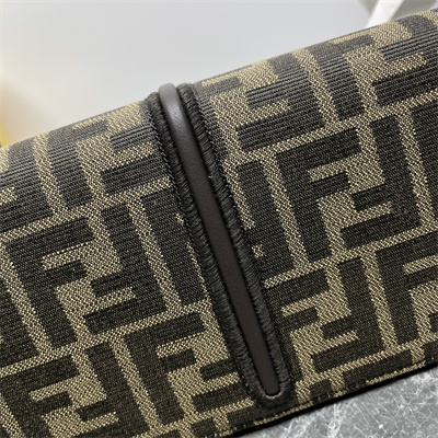 Fendigraphy Chain Wallet FF Fabric Brown