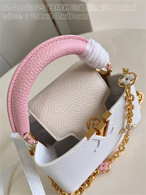 L.V Capucines Mini Bag Taurillon Leather White/Pink M48865