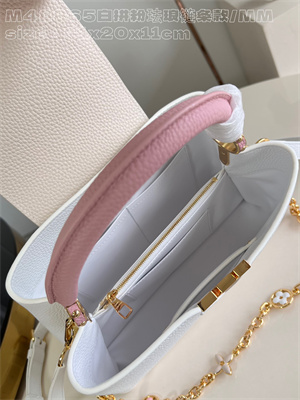 L.V Capucines MM Bag Taurillon Leather White/Pink M48865
