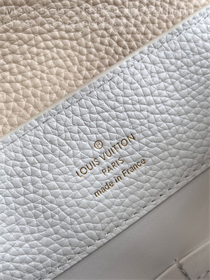 L.V Capucines MM Bag Taurillon Leather White/Pink M48865