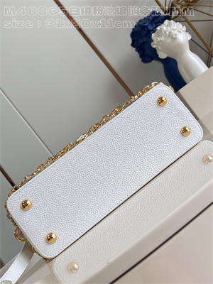 L.V Capucines MM Bag Taurillon Leather White/Pink M48865