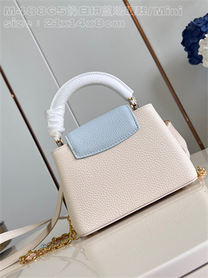 L.V Capucines Mini Bag Taurillon Leather Cream/Blue M48865