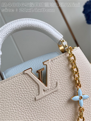 L.V Capucines Mini Bag Taurillon Leather Cream/Blue M48865