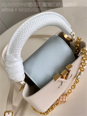 L.V Capucines Mini Bag Taurillon Leather Cream/Blue M48865