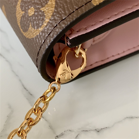 L.V Flore Wallet On Chain Monogram Canvas Pink M67405