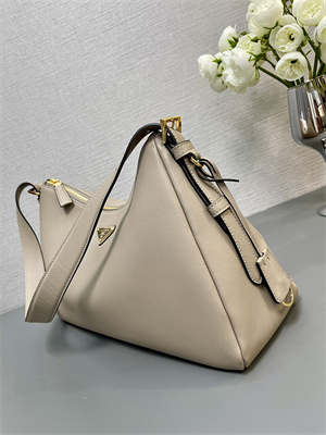 Prada Aimée large leather shoulder bag Travertine Color 1BC228