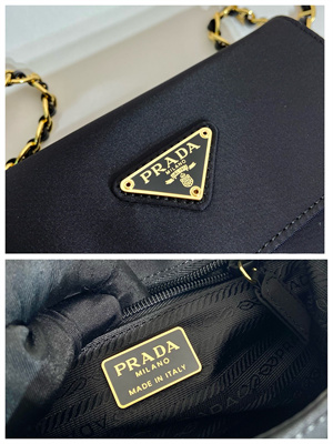 Prada Re-Nylon and Saffiano leather Vintage shoulder bag Black 1BD648