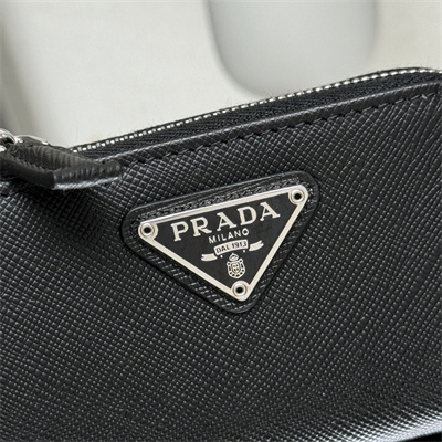 Prada Saffiano Leather Key Charm Holder Black Color 1TT085