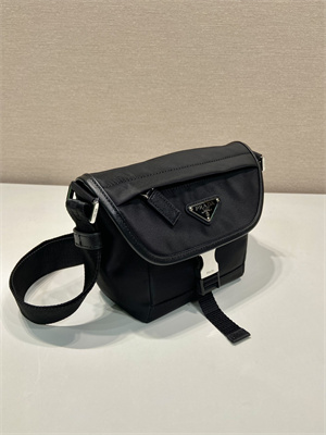 Prada Re-Nylon and Saffiano leather shoulder bag Black 2VD070