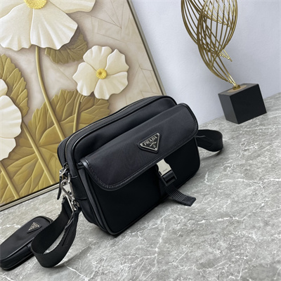 Prada Re-Nylon and Saffiano leather shoulder bag Black 2VH133B