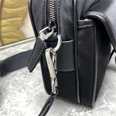 Prada Re-Nylon and Saffiano leather shoulder bag Black 2VH133B