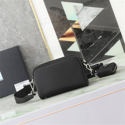 Prada Re-Nylon and Saffiano leather shoulder bag Black 2VH172