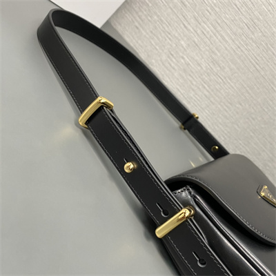 Prada Arqué leather shoulder bag with flap Black 1BD365