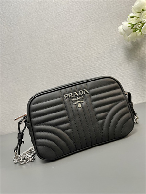 Prada Calfskin Diagramme Shoulder Bag Black 1BH083