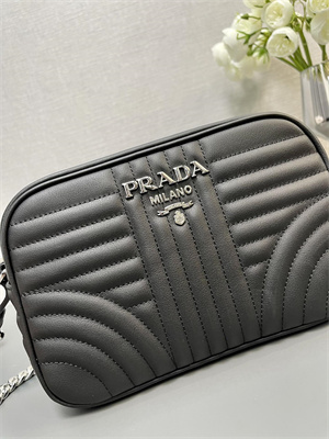 Prada Calfskin Diagramme Shoulder Bag Black 1BH083