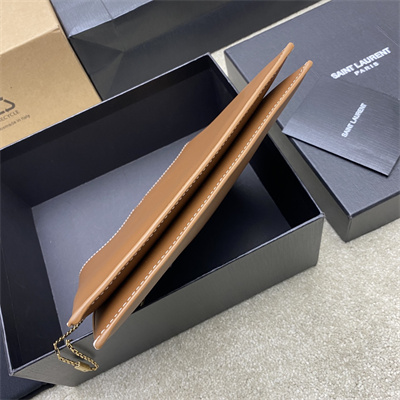 Y.S.L Liane Calfskin Leather Chain Shoulder Bag Brown