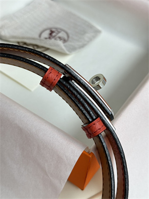 Hermes Kelly 18 Belt Epsom Leather Silver Gold Hardware Watermelon Red