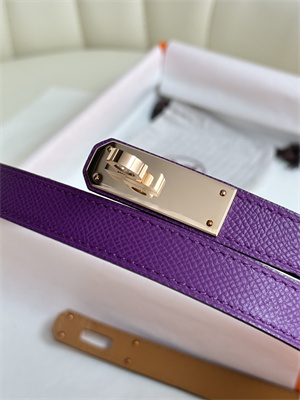 Hermes Kelly 18 Belt Epsom Leather Rose Gold Hardware Purple