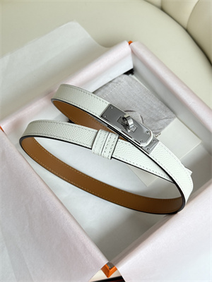 Hermes Kelly 18 Belt Epsom Leather Silver Hardware White
