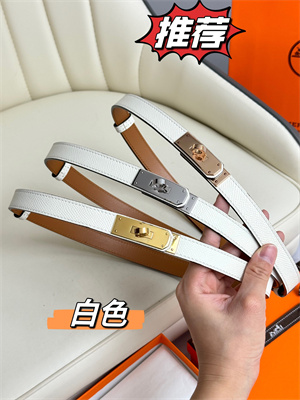 Hermes Kelly 18 Belt Epsom Leather Silver Hardware White