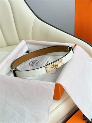Hermes Kelly 18 Belt Epsom Leather Rose Gold Hardware White