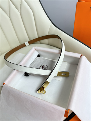 Hermes Kelly 18 Belt Epsom Leather Gold Hardware White