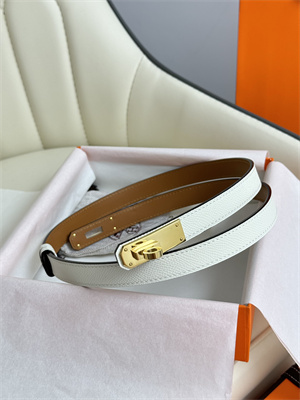 Hermes Kelly 18 Belt Epsom Leather Gold Hardware White