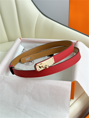 Hermes Kelly 18 Belt Epsom Leather Rose Gold Hardware Red
