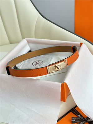 Hermes Kelly 18 Belt Epsom Leather Rose Gold Hardware Orange