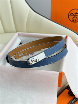 Hermes Kelly 18 Belt Epsom Leather Silver Hardware Blue